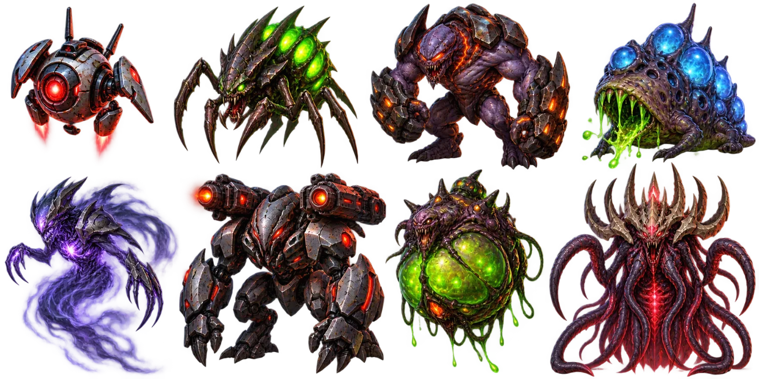 Vexora enemy designs